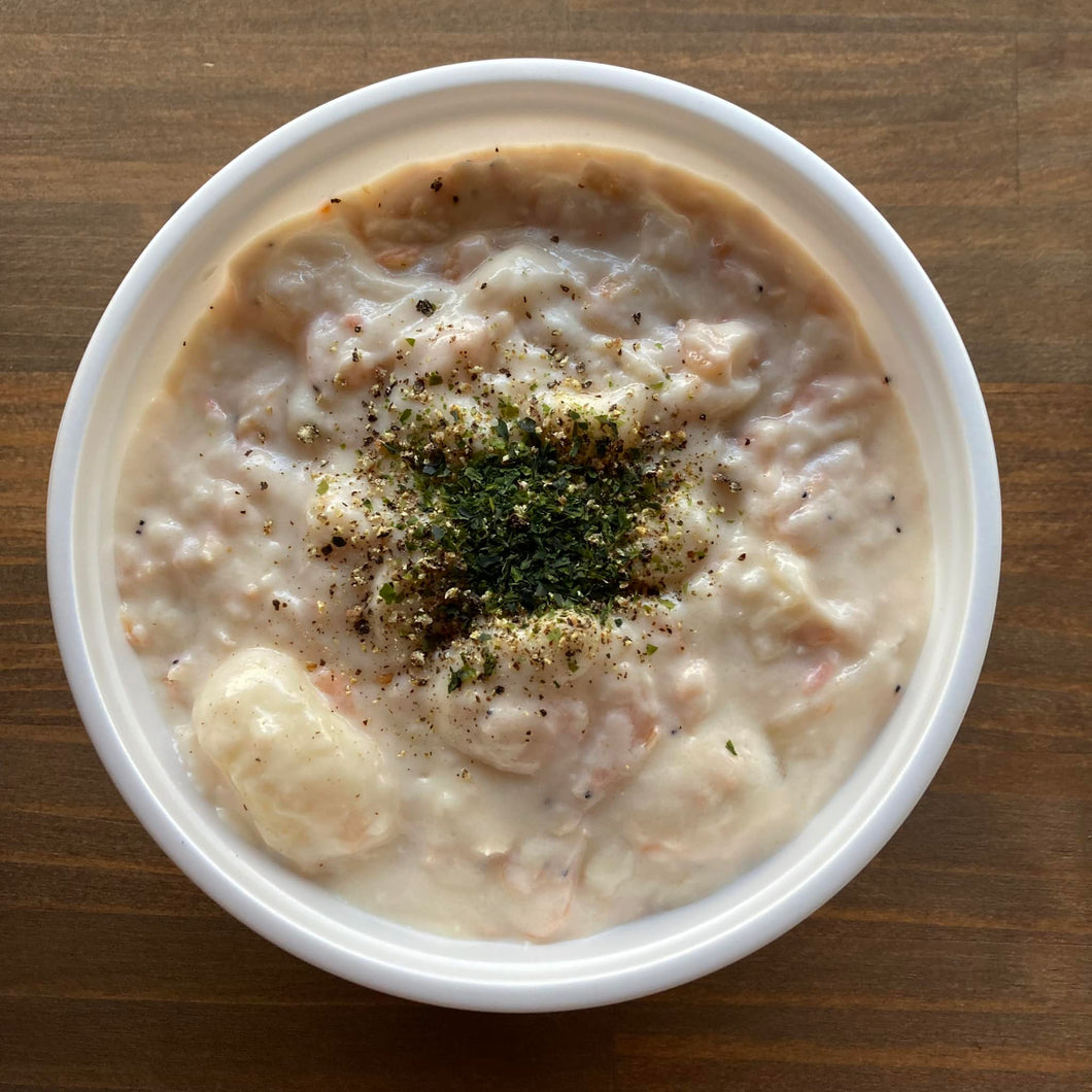 桜えびとジャガイモのクリームソース　ツナパプリカトマトのドライカレーソース　渋皮栗とそば粉のケーキ（1/17　発送分）