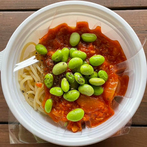 ツナトマト枝豆の冷製ソース（新作）　ごぼうとジャガイモのドライカレーソース　チョコレートのテリーヌ（6/27　発送分）